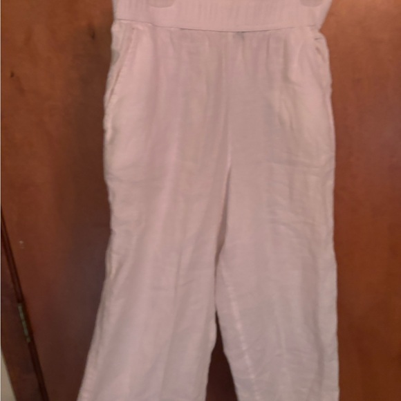White cropped wide leg linen pants Tahari size M - Picture 3 of 5